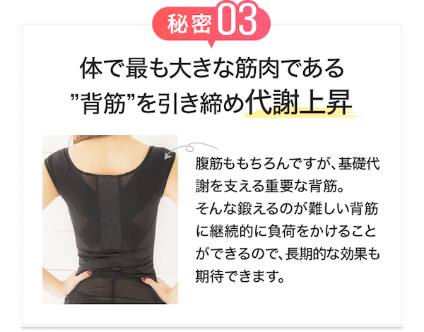 ベストボディインナーの秘密3背筋を引き締め代謝上昇